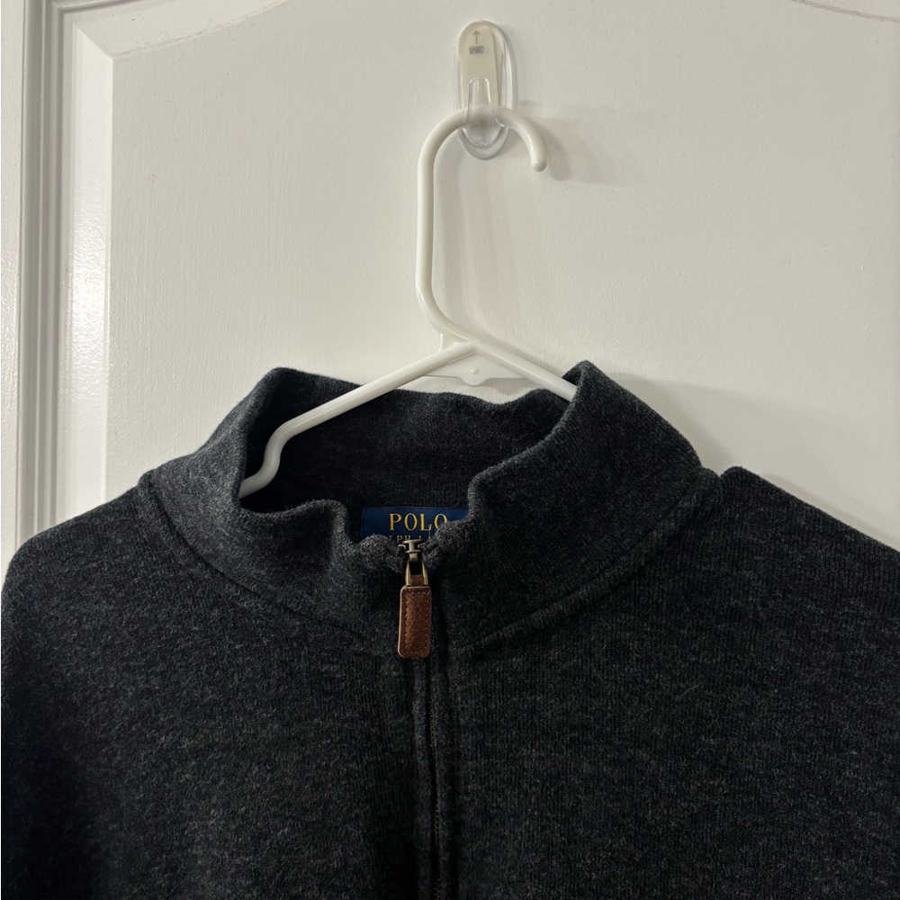 Ralph Lauren Men's Dark Grey Zip-Up Sweater - Picture 7 of 8